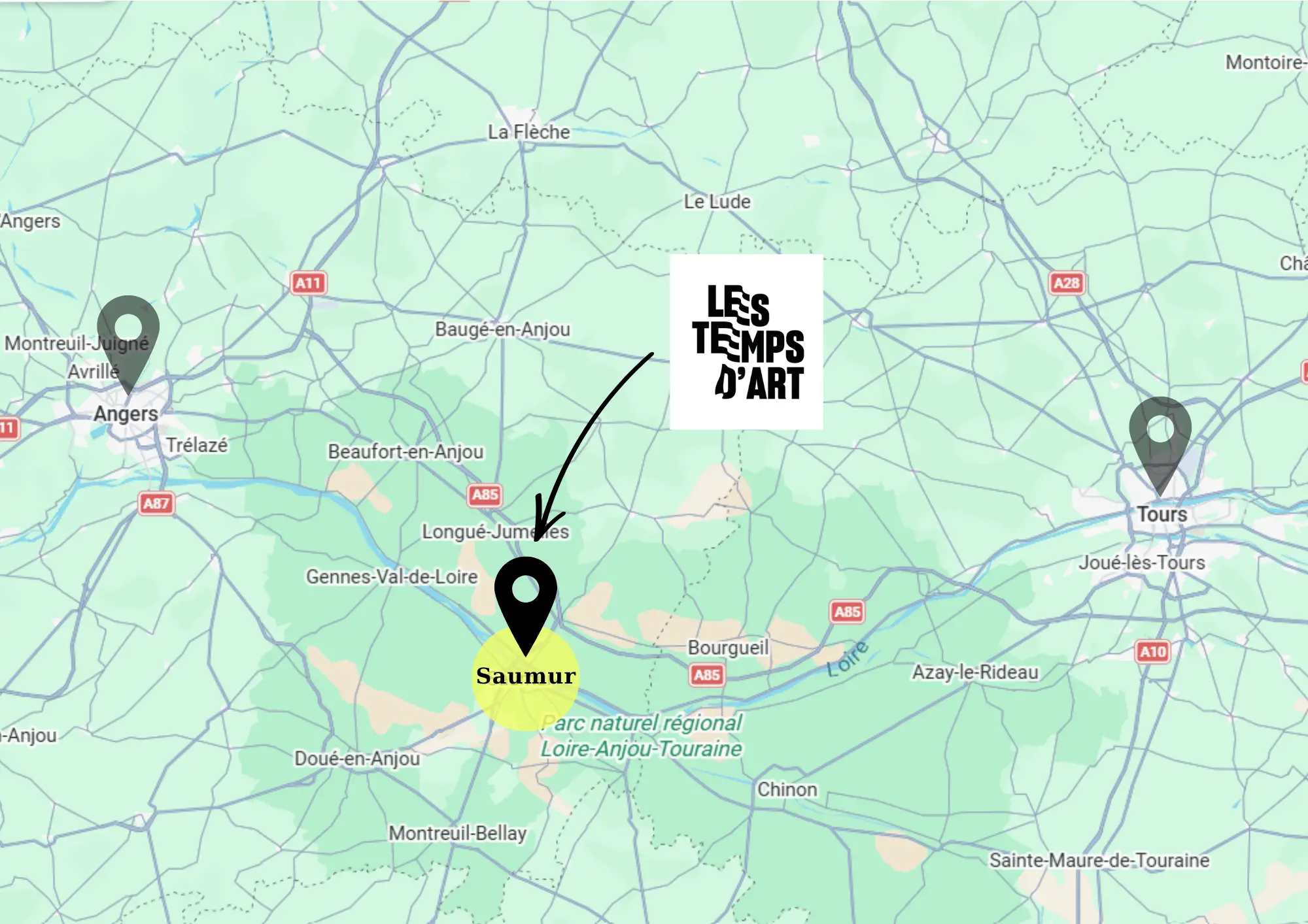 Les Temps d'Art se trouve à Saumur, entre Angers et Tours